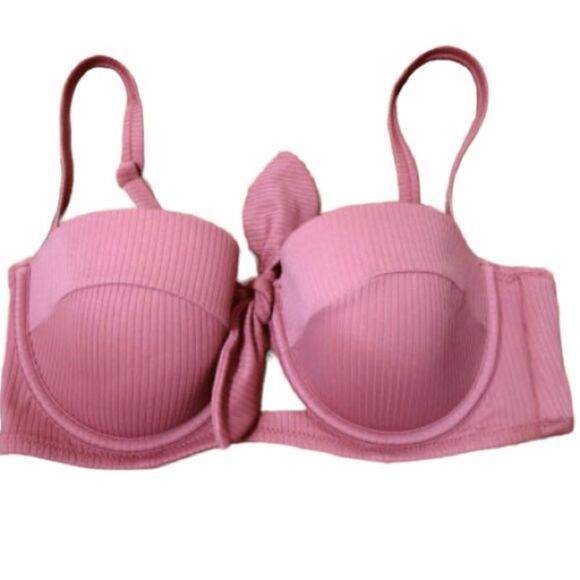 Shade & Shore Size 32B Dusty Rose Pink Push Up Padded Bikini Top - Picture 1 of 6